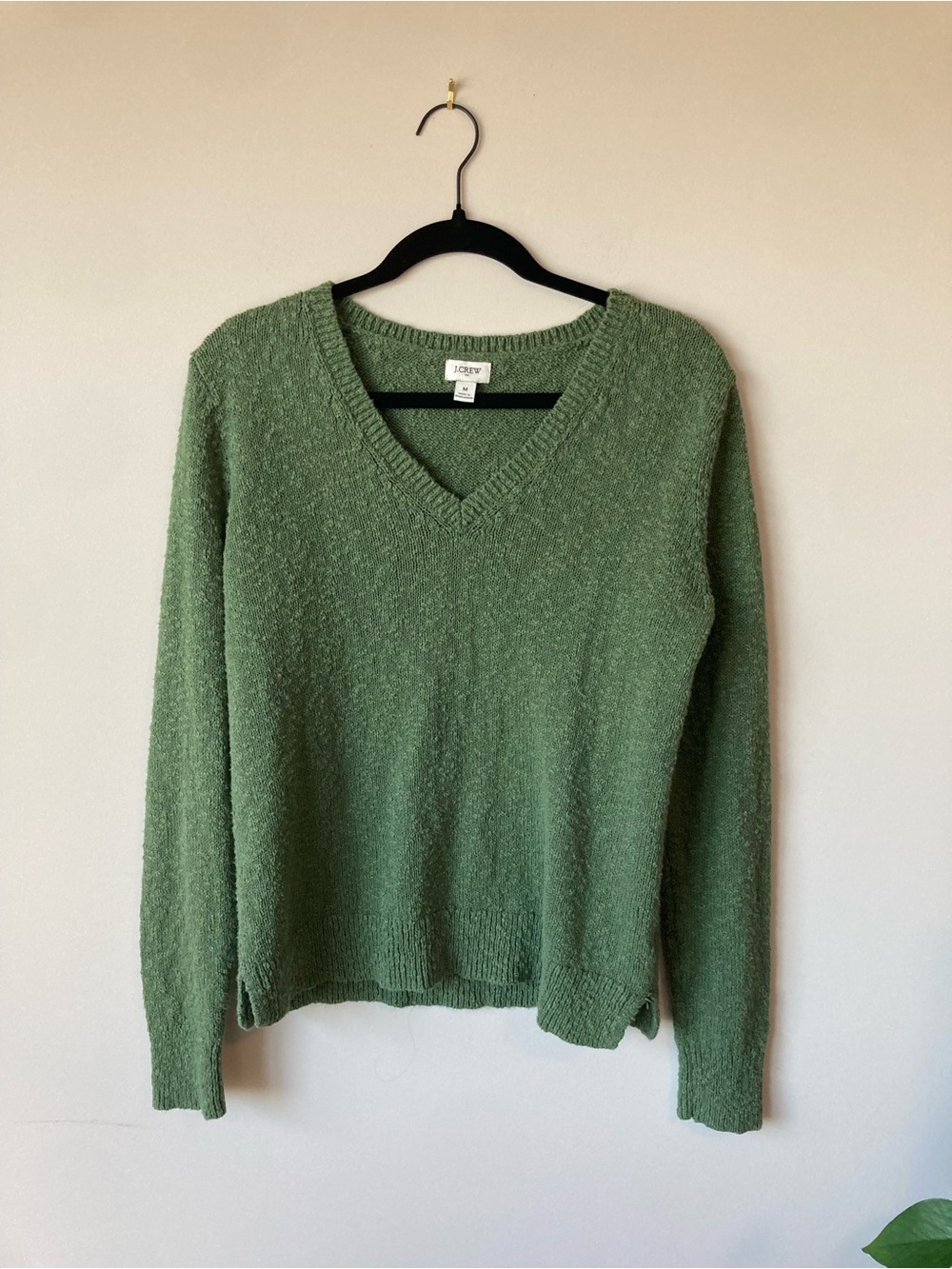 J. Crew Olive Green V-Neck Sweater